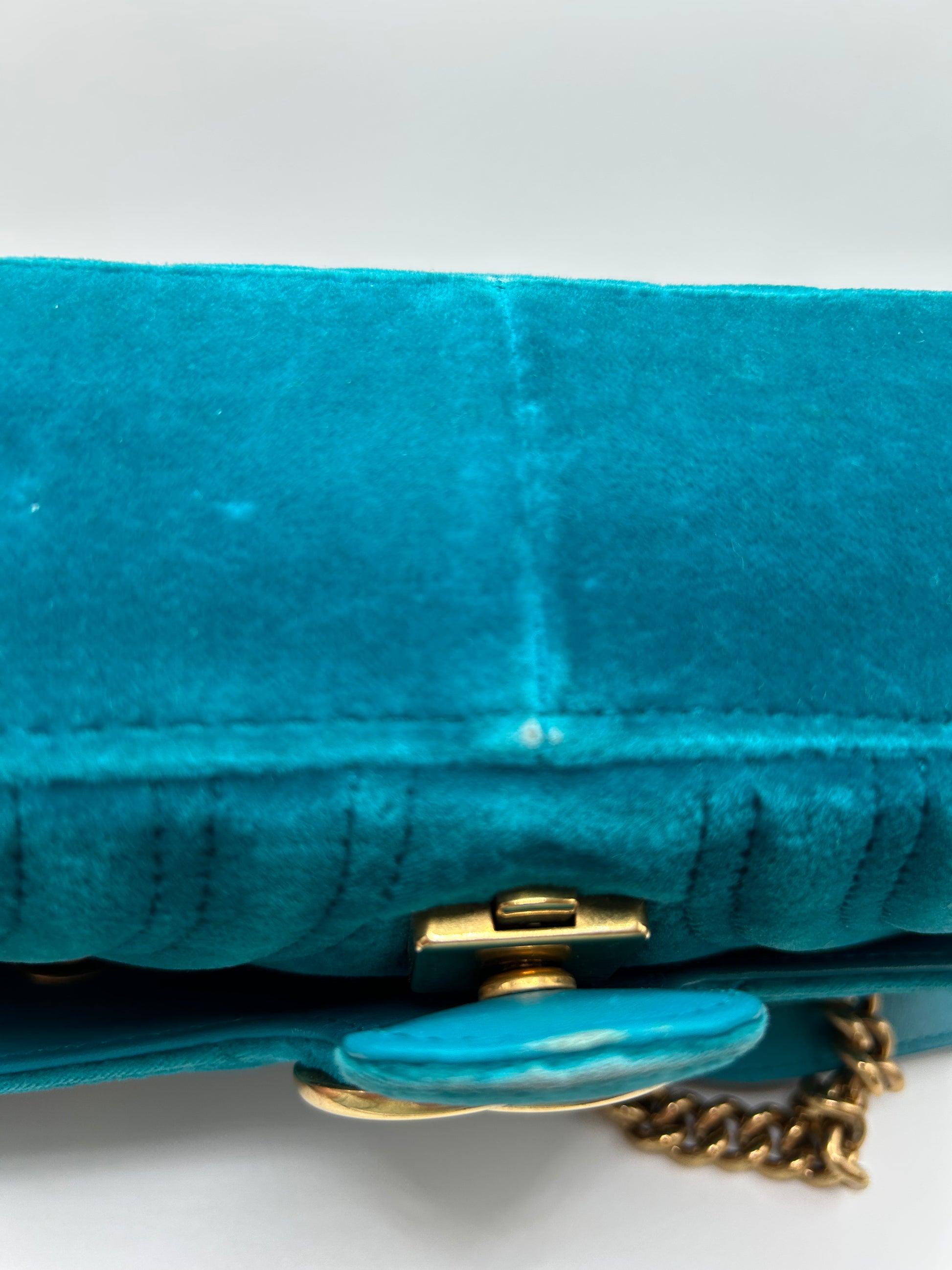 Marmont Velvet Clutch Bag Gucci Turquoise In Velvet